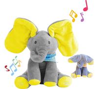 Éléphant en peluche jaune Akuku avec mouvement sonore parlant anglais pour les enfants