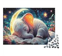 éléphant endormi Puzzle 1000 Pièces pour Amateurs, Carton Épais,Faune Sauvage Décoration Murale Maison, Exposition Murale, Cadeau Anniversaire Parfait, Jeu Cérébral 38x26cm/1000pcs