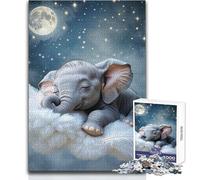 Éléphant endormi sur Un Nuage - Puzzle 1000 pièces - Jeu d'éveil ludique - Cadeau Unique pour Les fêtes - Dimensions 50x75cm