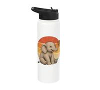 Éléphant et papillon meilleurs amis amitié animal Stainless Steel Insulated Water Bottle