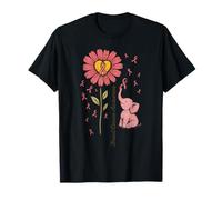 Éléphant et Tournesol Rose Sensibilisation au Cancer du Sein pour Femmes T-Shirt
