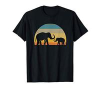Elephant Family 70s Style Retro Sunset Silhouette Gift T-Shirt