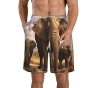 Elephant Family Short de bain pour homme à séchage rapide avec poches et cordon de serrage, blanc, Large