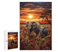 Elephant Family Sunset Safari Puzzle 1000 Pièces Educa Jouet en Bois Cadeau Unique Décoration Intérieure Jeu Éducatif Challenge Toy Adultes Et Enfants À Partir De 14 Ans 1000 PCS