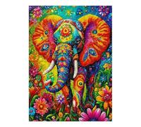 Éléphant Fleur Couleur 1000pcs Mini Puzzle pour Famille Cadeau | 52x38cm Carton Décor Salon Structure Durable Cadeau D'anniversaire Soulagement Du Stress