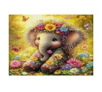 Éléphant Fleur Papillon Puzzle, 1000 Pièces Jeu D'intérieur Adulte | 70x50cm Carton Exercice Mental, Assemblage Facile, Cadeau Ami, Décoration Salon