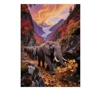 Éléphant Forêt Montagne 1000 Pièces Mini Puzzle pour Adolescents Carton | 70x50cm Carton Décor De Chambre Découpe Précise Cadeau D'anniversaire Relaxation