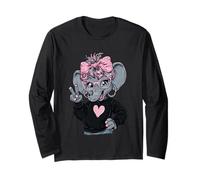 Elephant Girl Peace Sign Lunettes Kawaii Pop Graphic Rose Manche Longue