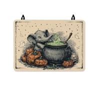 Elephant - Housse de protection pour cuisinière électrique, chaudron de citrouille fantaisiste d'Halloween, couverture de cuisine en polyuréthane vert pour plan de travail, décoration d'intérieur