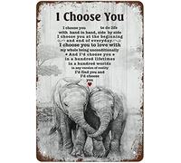 Elephant I Choose You, Husband and Wife, Elephant Art, Wall Art Vintage Tin Sign Metal Sign Retro Wall Decor for Home Cafes Office Store Pubs Club Sign Gift 30,5 x 20,3 cm