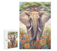 Elephant in Bloom Nature's Majesty Puzzle 1000 Pièces Educa Jouet en Bois Cadeau Unique Décoration Intérieure Jeu Éducatif Challenge Toy Adultes Et Enfants À Partir De 14 Ans 1000 PCS
