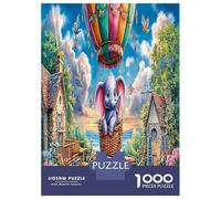 éléphant in Garden Jigsaw Puzzle Jeu Difficile pour Les 1000 Piece Ballon à air Chaud Puzzles Art Déco Idées Cadeaux Aux Adultes Et Enfants 38x26cm/1000pcs