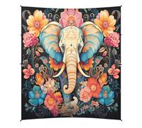 ÉLéPhant Indien Floral Tente de Plage Abri Solaire pour Camping,Installation Facile,Portable avec Sacs de Sable pour Pêche Pique-Nique Plein Air
