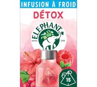 Elephant, Infusion à Froid Détox, Goût Cranberry, Framboise et Hibiscus, Boisson d'Eté Rafraichissante, Ingrédients d'Origine 100% Naturelle, 15 Sachets Pyramid