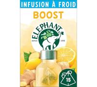 Elephant, Infusion à Froid, Goût Citron et Gingembre, Boost, Ingrédients d'Origine 100% Naturelle, Boisson d'Eté Rafraichissante, 15 Sachets Pyramid