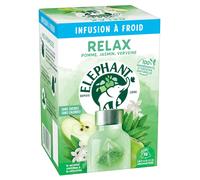 ELEPHANT Infusion A froid Relax, Eau Froide Aromatisée, Parfums Naturels Pomme Jasmin Verveine, 15 Sachets Pyramid