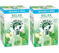 ELEPHANT Infusion A froid Relax, Eau Froide Aromatisée, Parfums Naturels Pomme Jasmin Verveine, 15 Sachets Pyramid (Lot de 2)