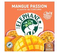 Elephant, Infusion Aromatisée, Goût Mangue Passion, Certifié Rainforest Alliance, Ingrédients d'Origine 100% Naturelle, 20 Sachets Pyramid