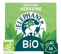ELEPHANT - Infusion Bien-Être Verveine Bio, Saveur Naturelle et Relaxante (20 Sachets) - Le Lot De 4