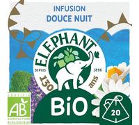 Elephant Infusion Bio Douce Nuit Camomille Mélisse Lavande 20 Sachets
