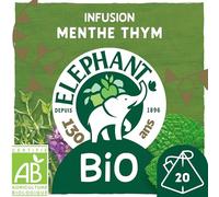 Elephant Infusion Bio Menthe & Thym, 20 Sachets Pyramid