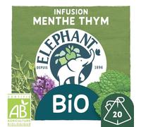 ELEPHANT - Infusion Bio Menthe & Thym, Saveur Fraîcheur et Bien-être Naturel (20 Sachets) - Lot de 4 - vendu par Lot
