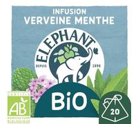 ELEPHANT - Infusion Bio Menthe Verveine aux Notes Fraîches et Apaisantes (Boîte 20 Sachets) - Le Lot De 4