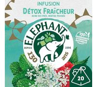Elephant, Infusion Détox Fraicheur, Goût Reine des Près, Menthe Poivrée et Framboise, Ingrédients d'Origine 100% Naturelle, 20 Sachets Pyramid