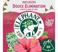 Elephant, Infusion Douce Elimination, Goût Reine des Prés, Hibiscus et Cassis, Ingrédients d'Origine 100% Naturelle, 20 Sachets Pyramid