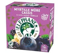 Elephant Infusion Myrtille Mûre Cassis Vanille, 20 Sachets Pyramid | Sans théine, 100% ingrédients d'origine naturelle, certifiée Rainforest Alliance, arômes fruités, idéale soirée détente