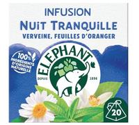 ELEPHANT - Infusion Nuit Tranquille à la Verveine et Tilleul, Arômes Doux de Camomille (20 Sachets) - Lot de 4 - vendu par Lot