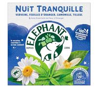 Elephant, Infusion Nuit tranquille, Goût Verveine, Camomille et Tilleuil, Certifié Rainforest Alliance, Ingrédients d'Origine 100% Naturelle, 20 Sachets Pyramid