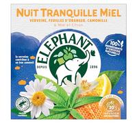 Elephant, Infusion Nuit Tranquille Miel, Goût Verveine, Feuille d'Oranger et Camomille, Ingrédients d'Origine 100% Naturelle, 20 Sachets Pyramid