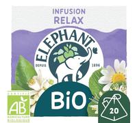 ELEPHANT - Infusion Relaxante Bio aux Plantes Apaisantes, Arôme Doux et Naturel (20 Sachets) - Le lot de 4