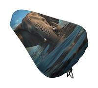 Elephant Is Sitting in The Water - Housse de coussin de siège de vélo rembourrée douce pour homme et femme - Confortable, imperméable - Avec cordon de serrage - Taille M