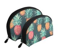 Elephant is Sitting in The Water Portable Shell Cosmetic Bag Set - Organiseur de maquillage de voyage avec fermeture éclair et compartiments intérieurs, Ananas d'été, Taille unique