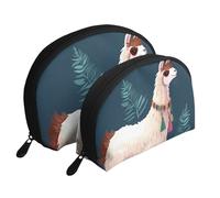 Elephant is Sitting in The Water Portable Shell Cosmetic Bag Set - Organiseur de maquillage de voyage avec fermeture éclair et compartiments intérieurs, Alpaga Lama, Taille unique
