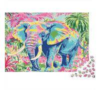 Éléphant Jungle Art Puzzle 1000 Pièces en Carton Épais Et Robuste, Jeu De Puzzle Classique Maintenir De La Mémoire pour Une Soirée Entre Amis, Ambiance Cocooning Hiver 70x50cm/1