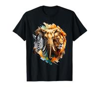Éléphant, Lion et Zèbre - Portrait Faune Africaine T-Shirt