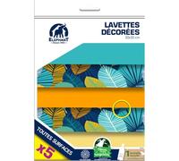 ELEPHANT - Lot de 5 Lavettes Microfibre Décorées, Nettoyage Efficace et Doux au Quotidien - Le lot de 3