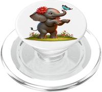 Elephant Lovers Cute Baby Elephant Joue avec Papillon Bleu PopSockets PopGrip pour MagSafe