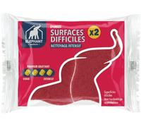ÉLÉPHANT Maison - Éponge Grattante Surfaces Difficiles x2 - Idéale pour Vaisselle Fragile: Céramique, Verre, Grès - Récurage Intensif - Prise en Main Ergonomique - Haute Qualité - Fabriqué en France