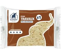 ÉLÉPHANT Maison - Éponge Travaux - Nettoie Surfaces Avant et Après Travaux - Forme Allongée pour Ramassage Facile - Très Absorbante - Haute Qualité et Efficace - Fabriqué en France