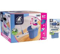 ÉLÉPHANT MAISON - Kit NEO Pulse - 2 Housses Incluses - Nettoyage Facile Sans Effort & Sans Se Mouiller Les Mains - Essorage Rotatif Rapide - Ultra Absorbant - Plastique Recyclé - Fabriqué En France