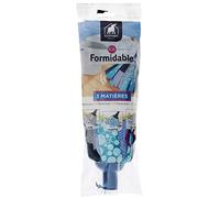 ÉLÉPHANT Maison - Tête À Franges La Formidable - Tous Types de Sols - Multi-Actions, Lave, Frotte & Désincruste en Profondeur, Franges Bleues & PAD Grattant - Bleu - Haute Qualité - Fabriqué en France