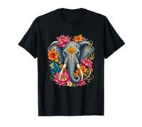 Éléphant majestueux avec Fleurs de Lotus Spirituel T-Shirt