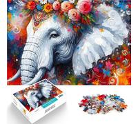 Éléphant majestueux en Fleurs en Acrylique Puzzle 1000 pièces pour Adultes Impossible Anniversaire et Cadeaux Uniques 38x26cm