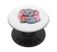 Éléphant Mangeant de la crème glacée, Graphique, garçons et Filles, Amoureux des éléphants PopSockets PopGrip Adhésif