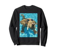 Éléphant Mignon avec Lunettes de Soleil Cool été Animal Natation Sweatshirt