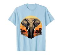 Éléphant Nature Animal Art Wildlife Safari Illustration colorée T-Shirt, Homme, Bleu Céleste, S